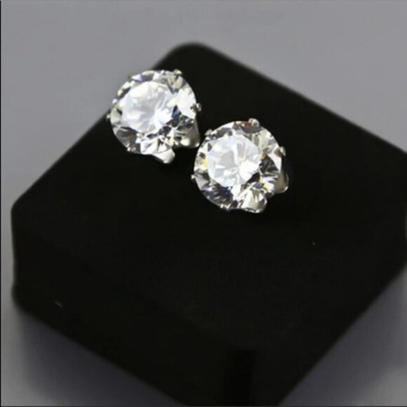 NEW 2.5 CT DIAMOND SILVER EARRINGS - Picture 4 of 4